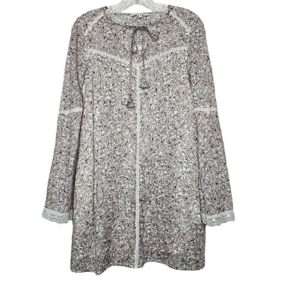 Rebecca Minkoff Floral Pleated Lace Bell Sleeves Mini Dress Size Small - Picture 1 of 12